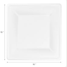 Load image into Gallery viewer, 10”x 10” PFAS Free Bagasse Eco-Friendly Square Plate, White - 500 pcs
