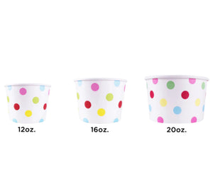 16 oz Double Poly Paper Food Container, Dots, 112mm - 1000 Pcs