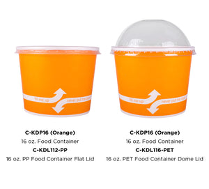 16 oz Double Poly Paper Food Container, Orange, 112mm - 1000 Pcs